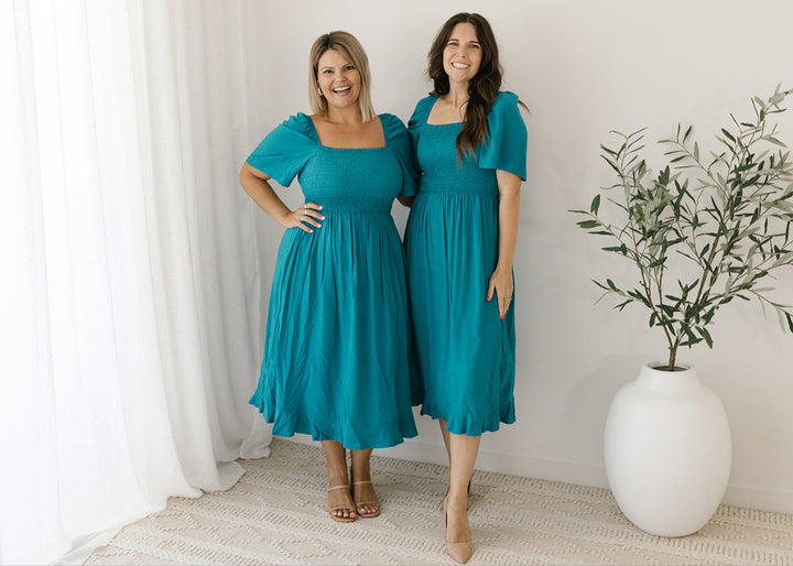 Cadence Midi Dress in Emerald