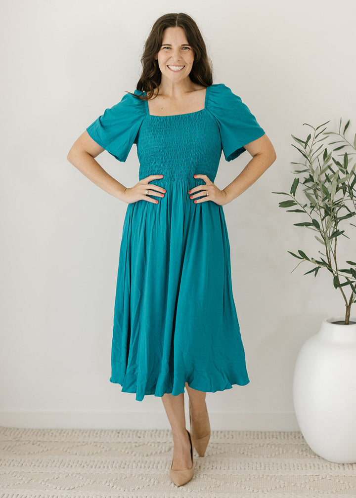 Cadence Midi Dress in Emerald