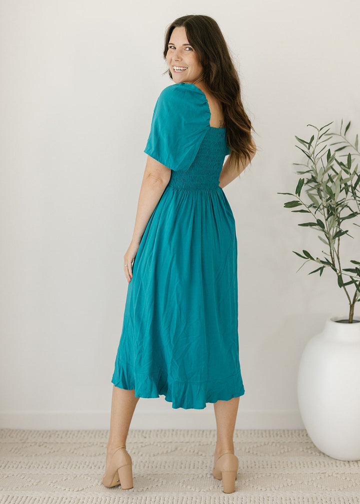Cadence Midi Dress in Emerald