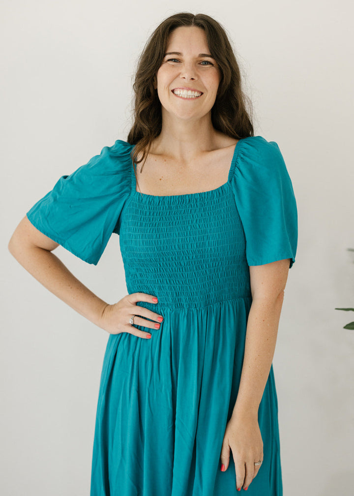 Cadence Midi Dress in Emerald