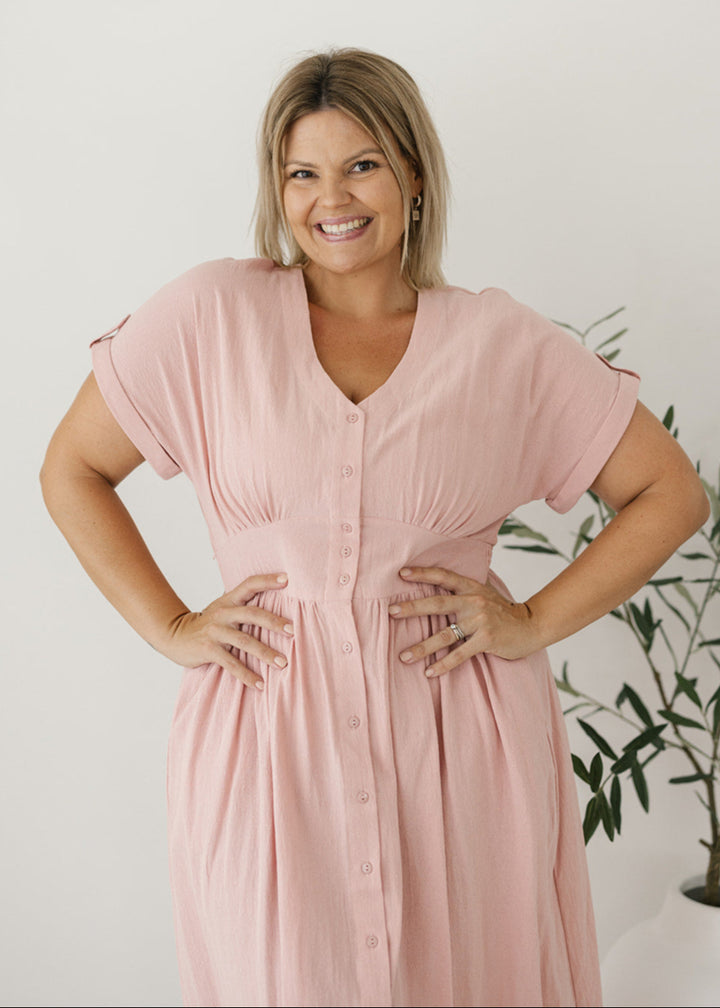 Charlie Midi Dress in Dusty Rose