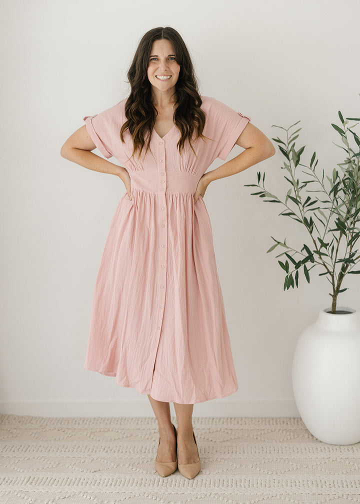 Charlie Midi Dress in Dusty Rose