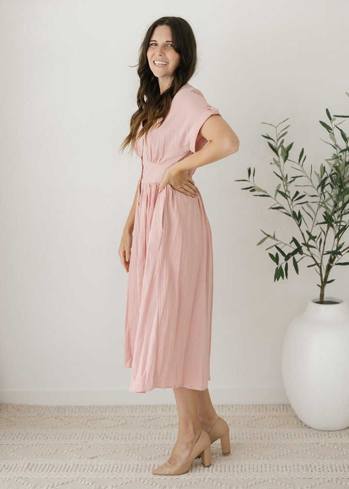 Charlie Midi Dress in Dusty Rose