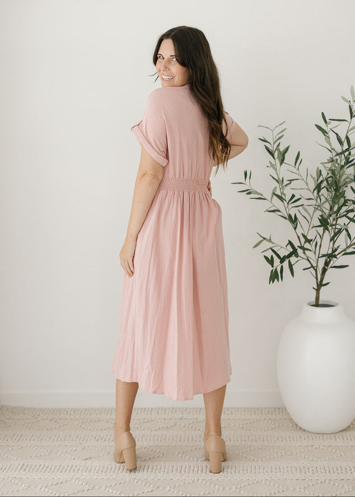 Charlie Midi Dress in Dusty Rose