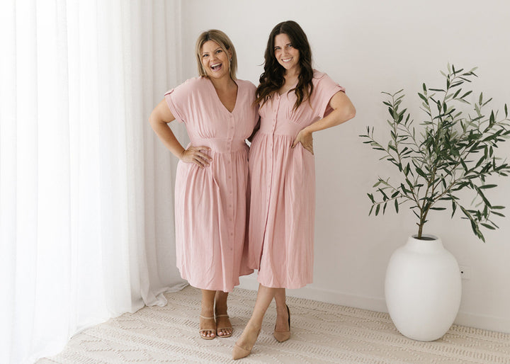 Charlie Midi Dress in Dusty Rose