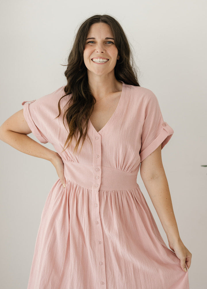 Charlie Midi Dress in Dusty Rose