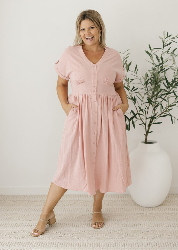 Charlie Midi Dress in Dusty Rose