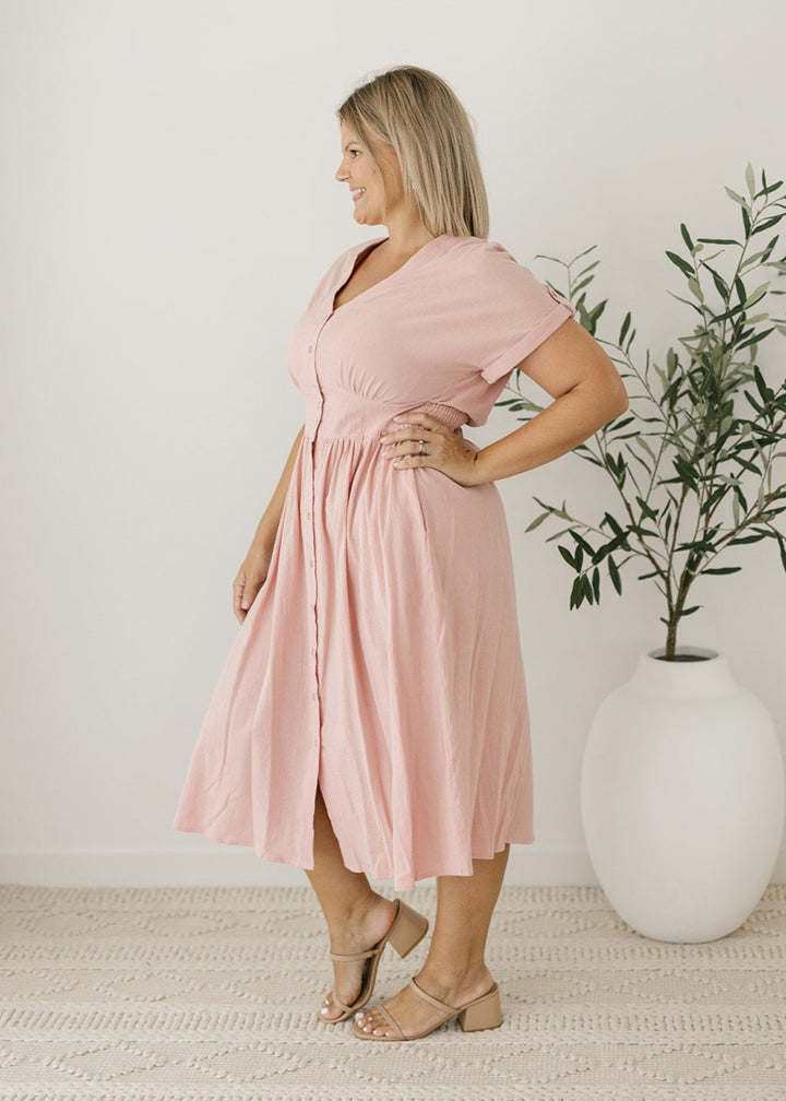 Charlie Midi Dress in Dusty Rose