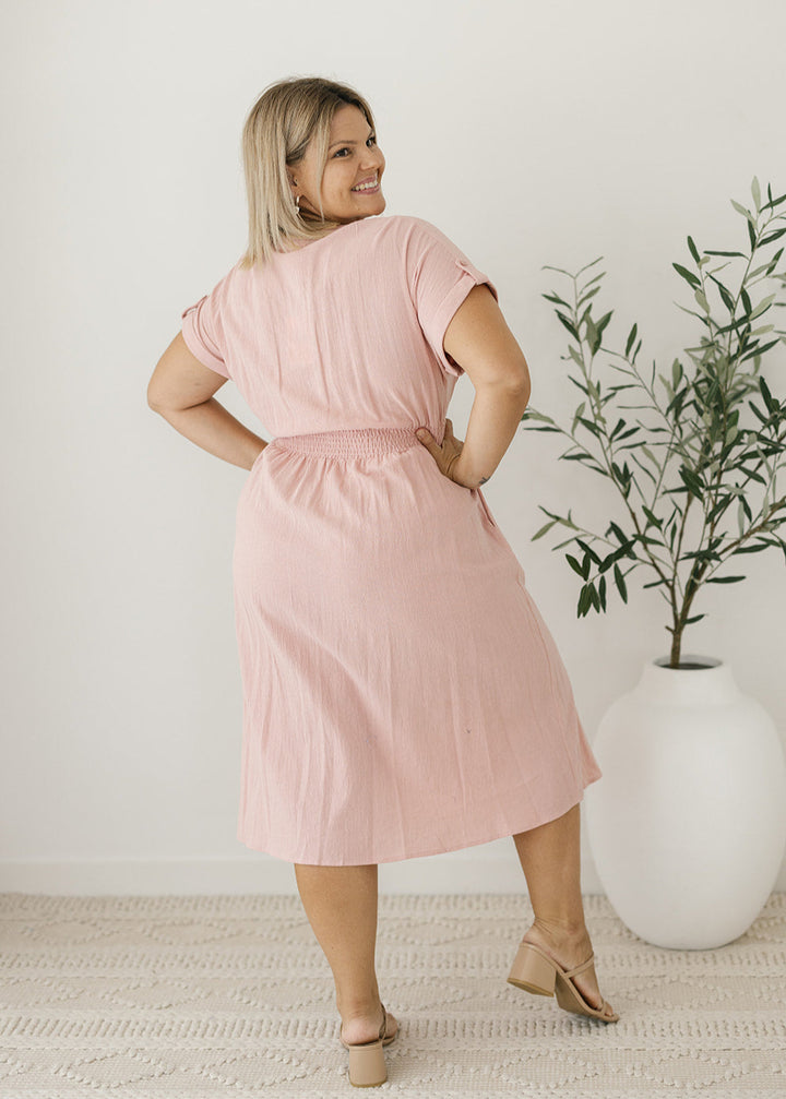 Charlie Midi Dress in Dusty Rose