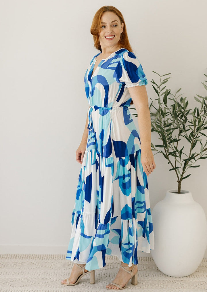 maxi blue and white dress ladies