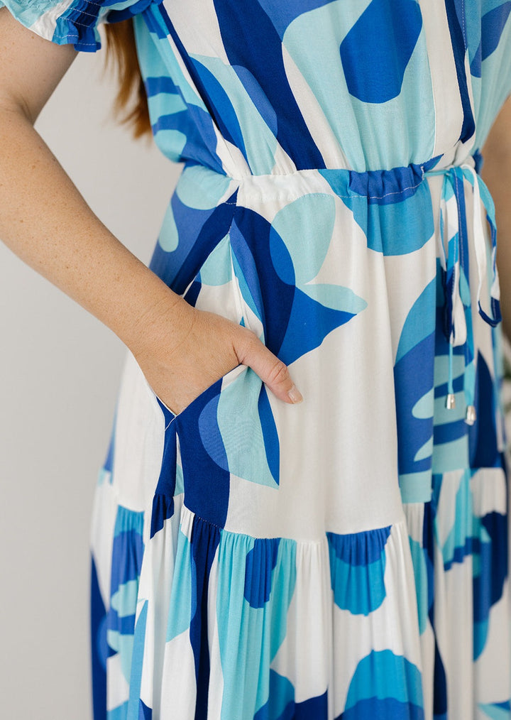 maxi blue and white dress ladies