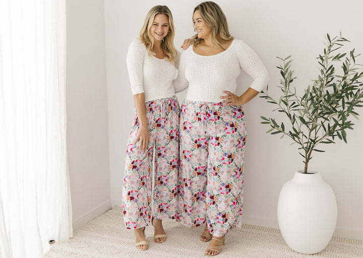 floral drawstring pants for women