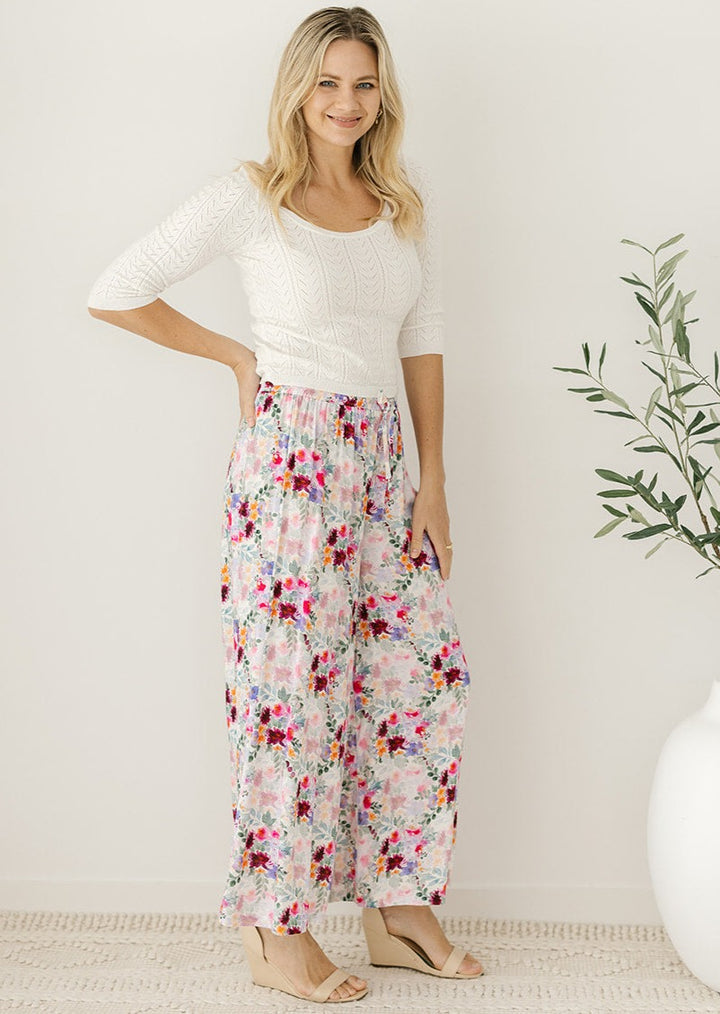 floral drawstring pants for women