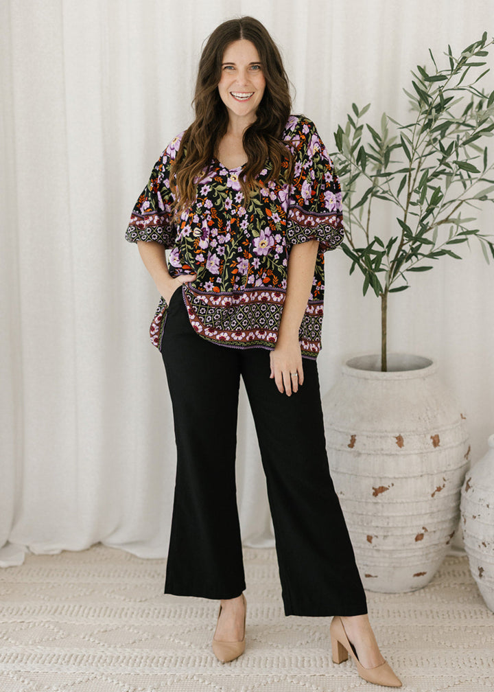 Hadley Top in Violet Floral