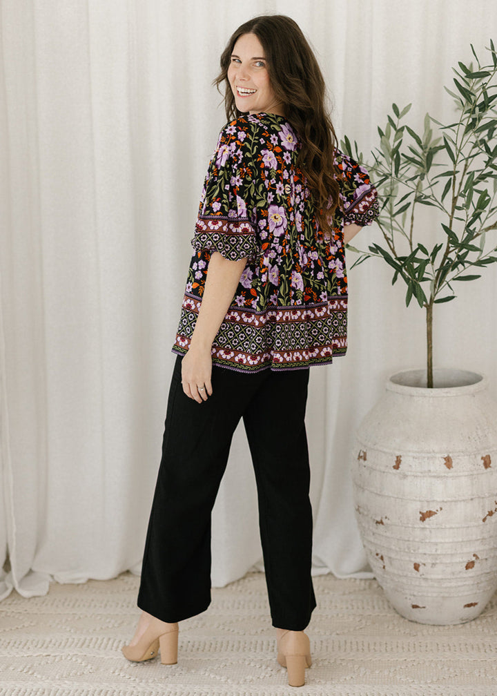 Hadley Top in Violet Floral