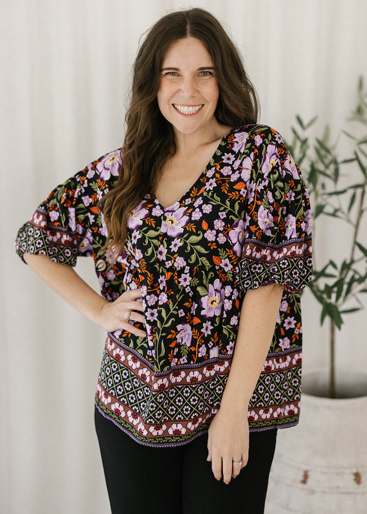 Hadley Top in Violet Floral