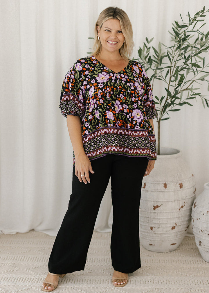 Hadley Top in Violet Floral