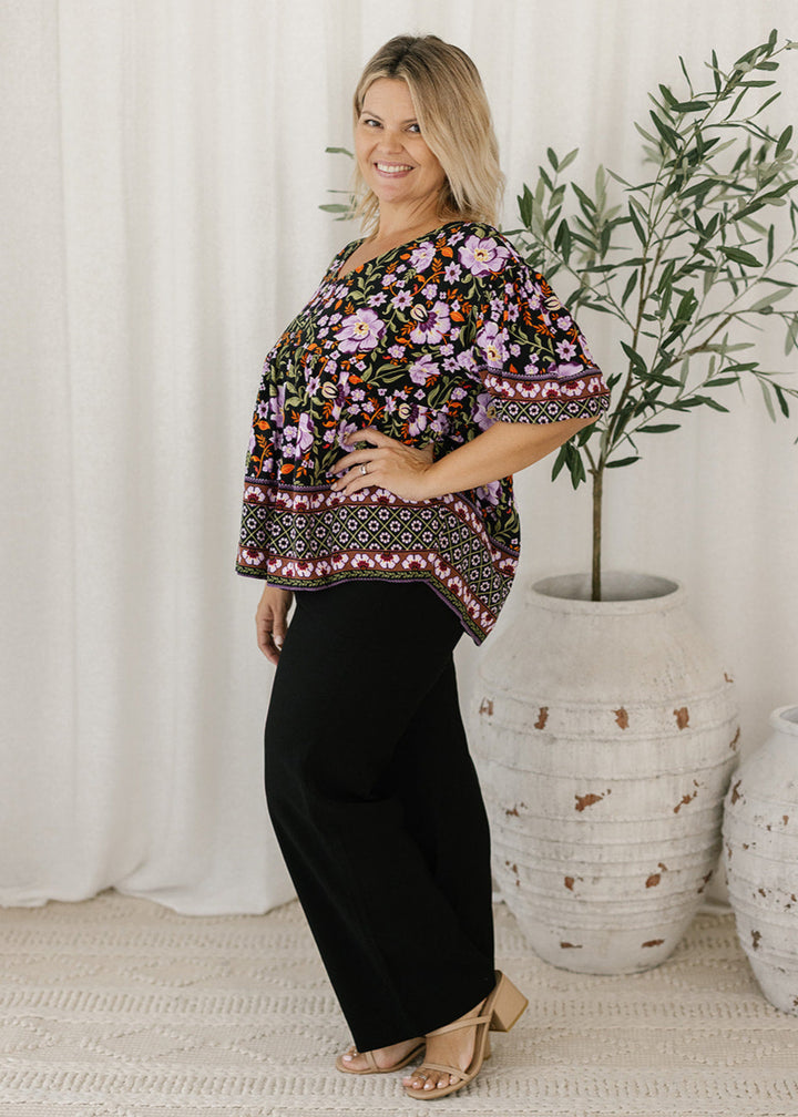 Hadley Top in Violet Floral
