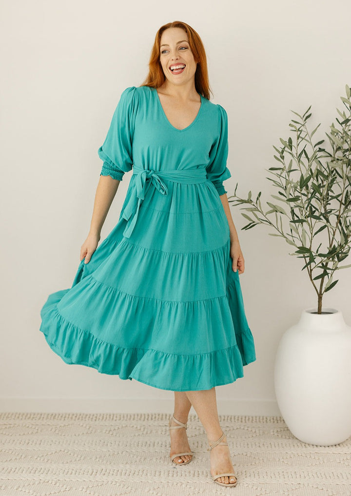 Jemma Midi Dress in Emerald