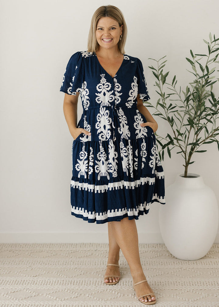 Margot Dress in Azul Navy