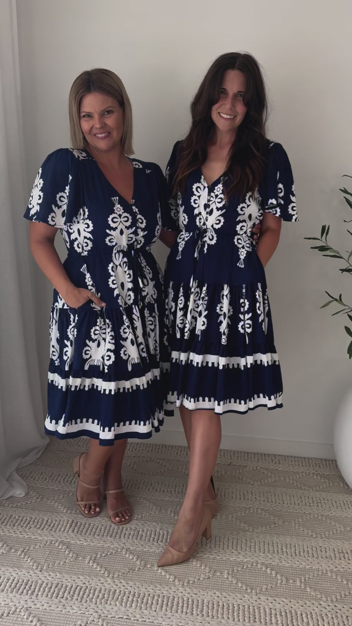 Margot Dress in Azul Navy