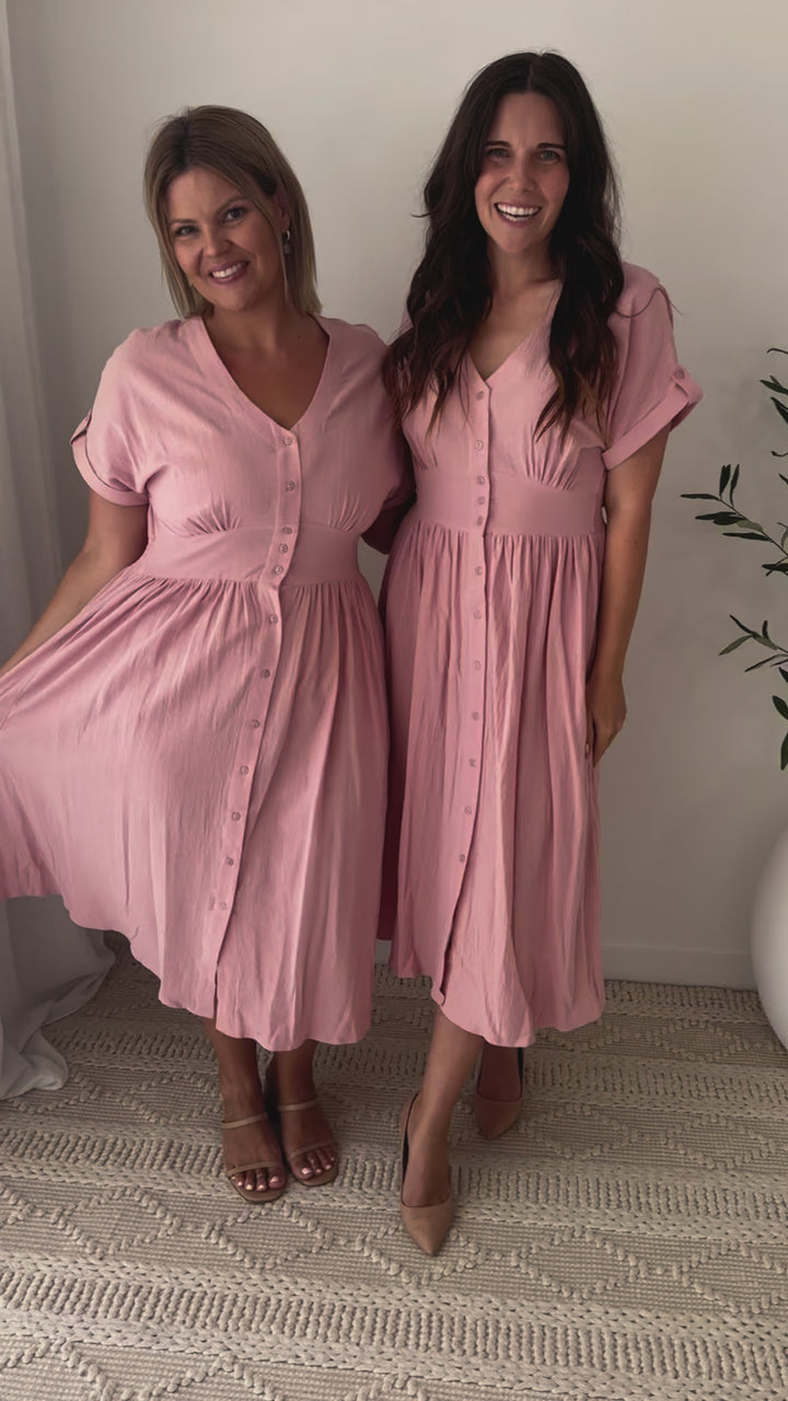 Charlie Midi Dress in Dusty Rose