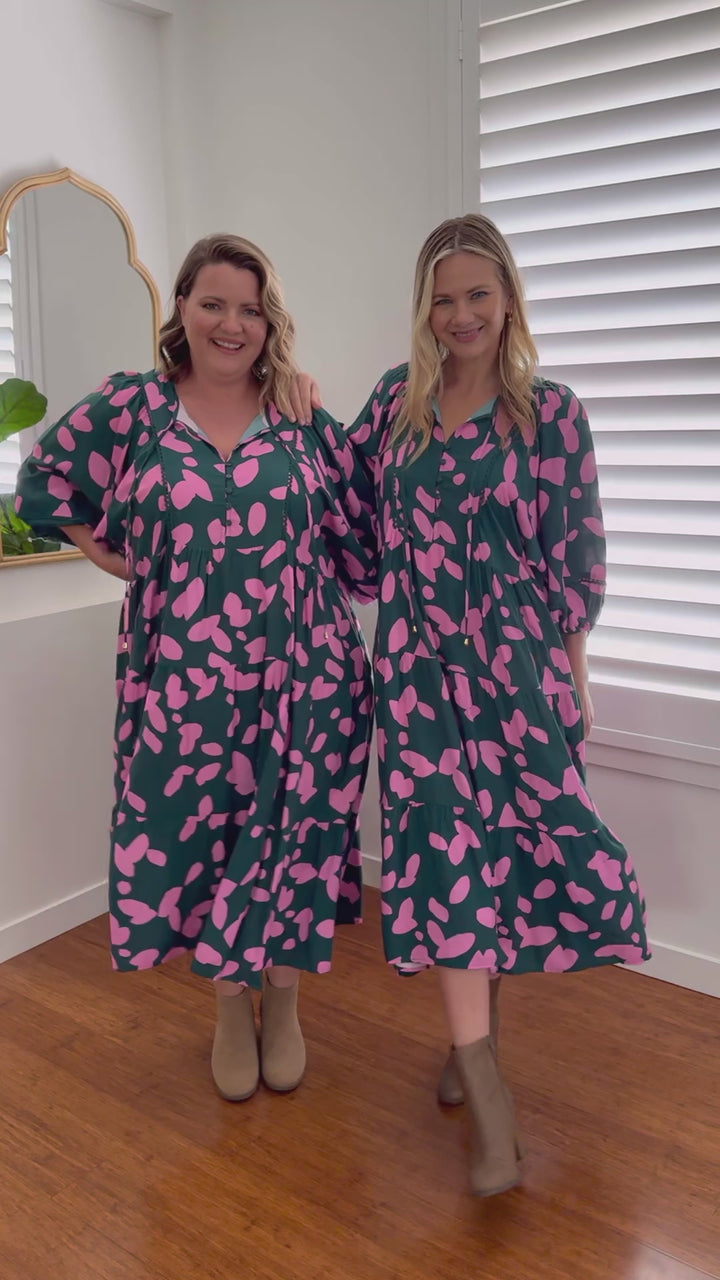 Lewis Maxi Dress in Emerald Petal