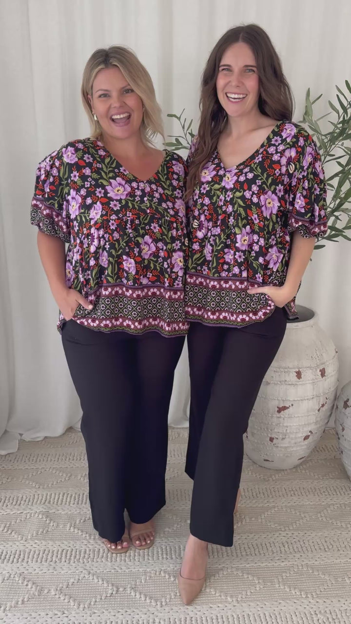 Hadley Top in Violet Floral
