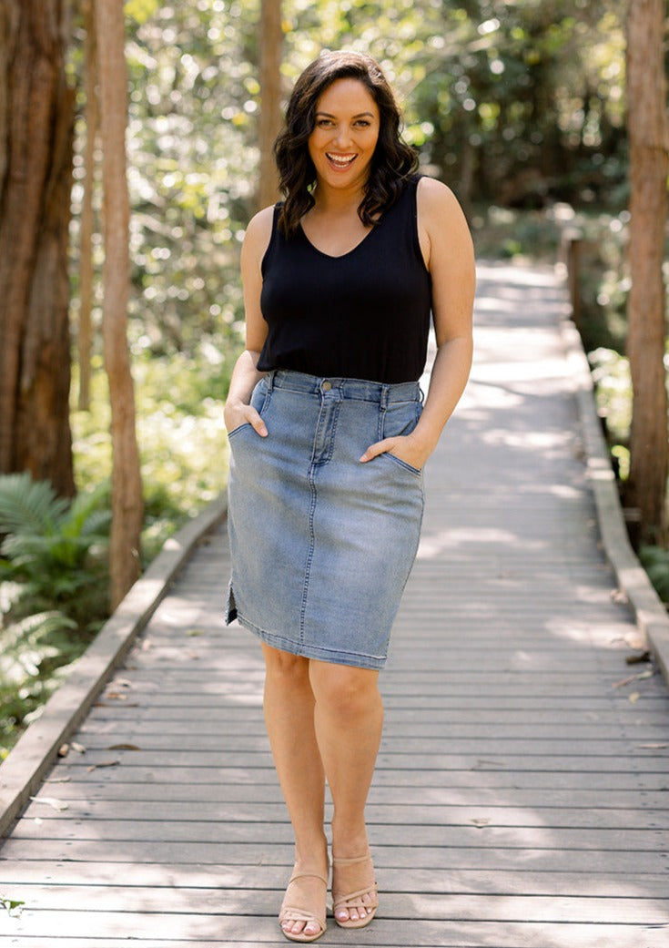 Plus size denim clearance skirt au