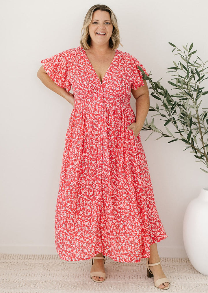 breast-feeding friendly spring midi dress