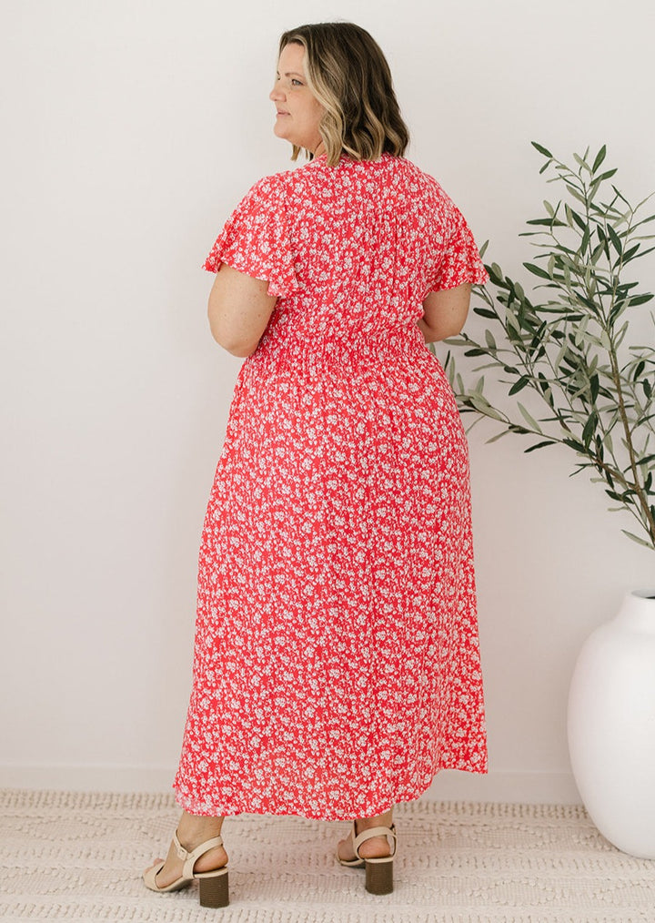 bump-friendly floral midi dress with pockets