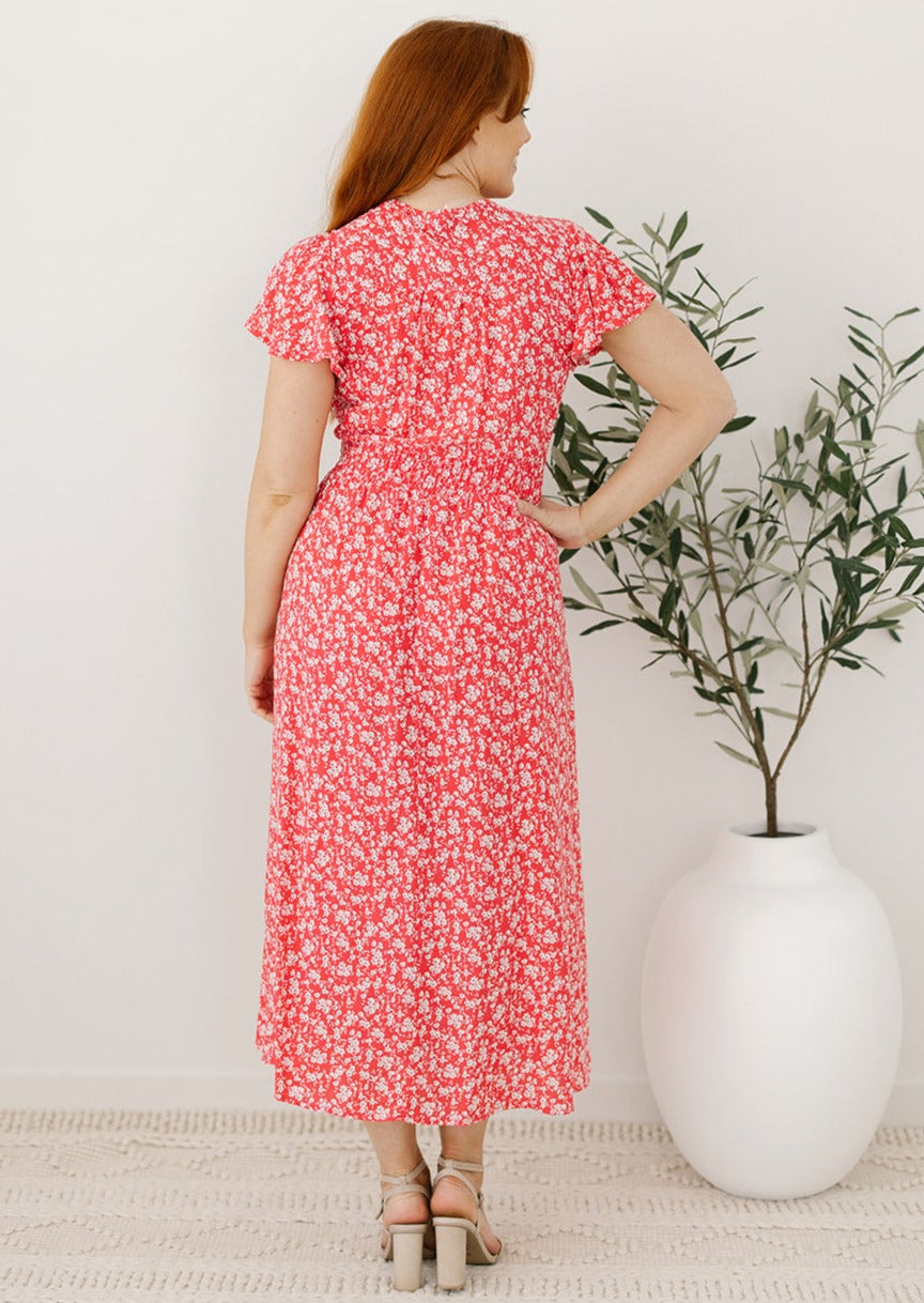 spring floral midi dress for women over 40