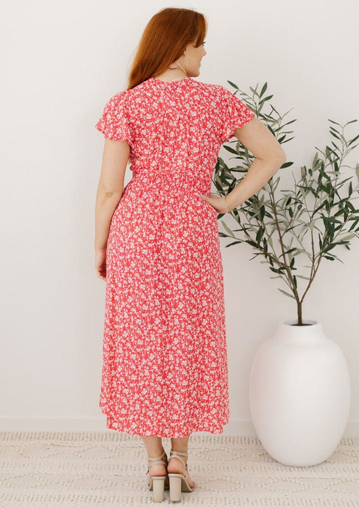 spring floral midi dress for women over 40