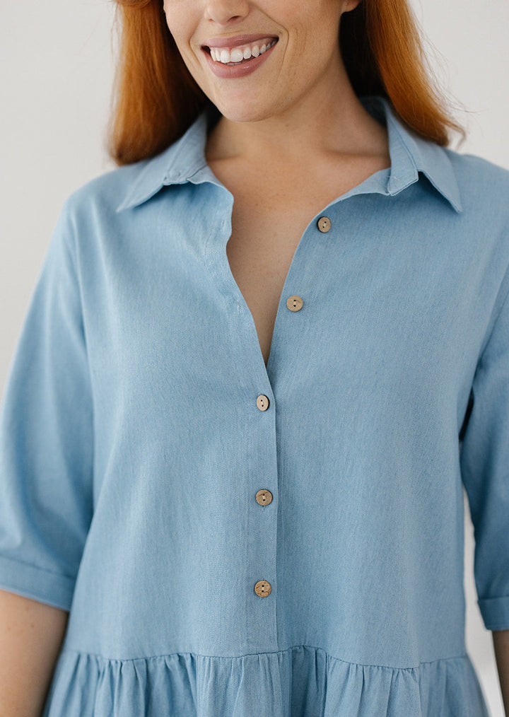 Asher Denim Dress in Blue