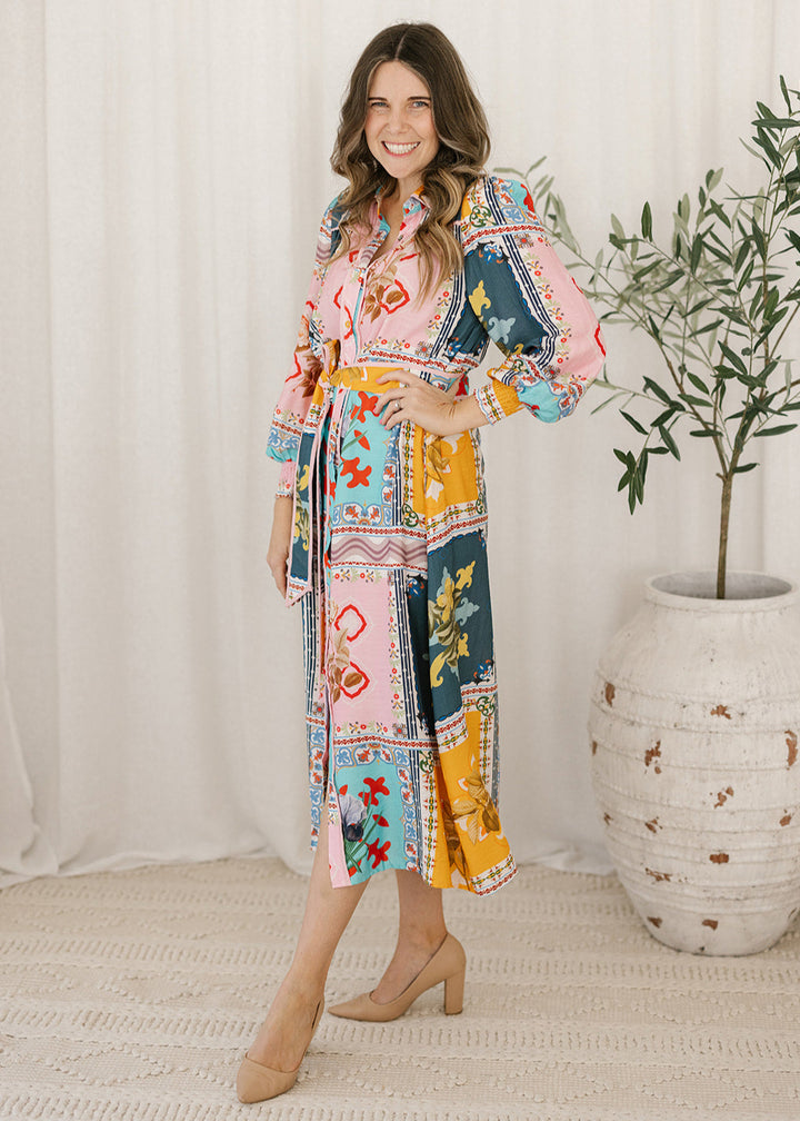 Bianca Midi Dress in Azalea