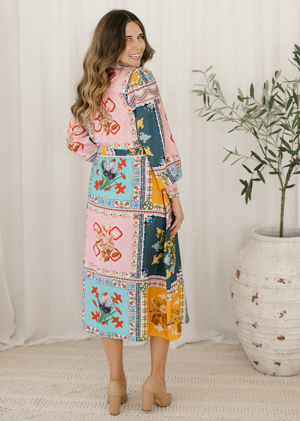Bianca Midi Dress in Azalea