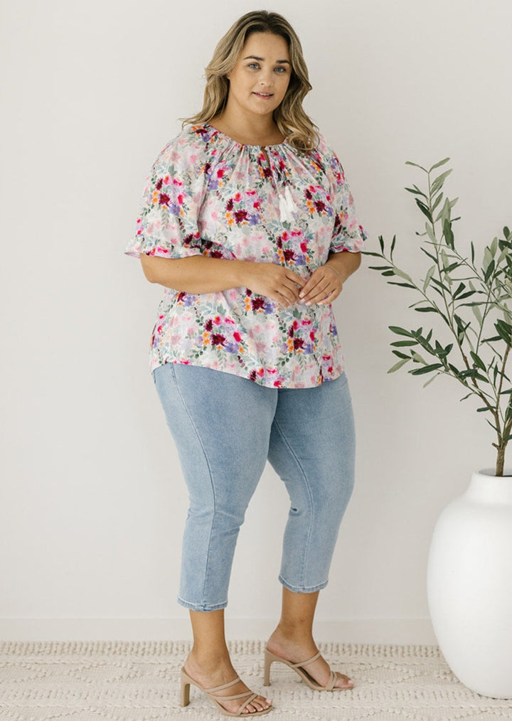 pastel floral womens top
