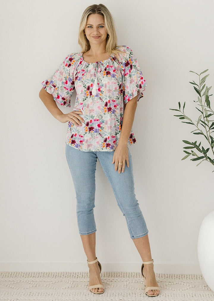pastel floral womens top