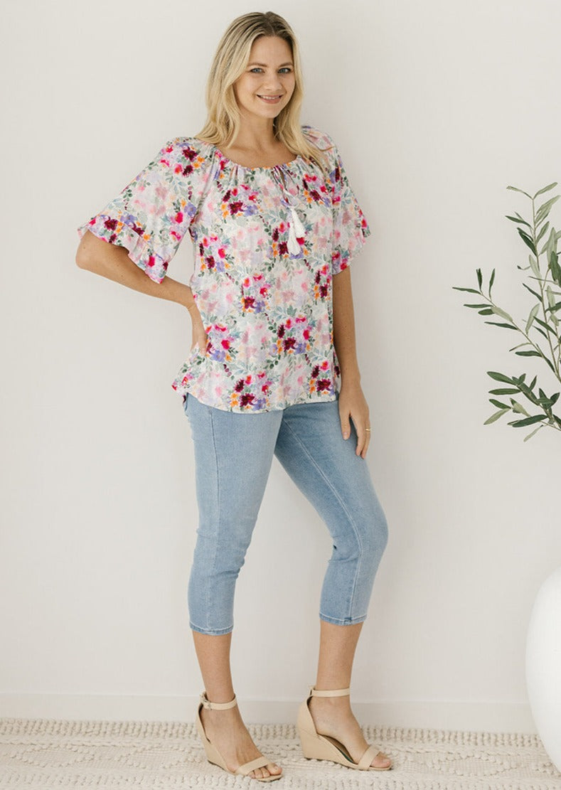 pastel floral womens top