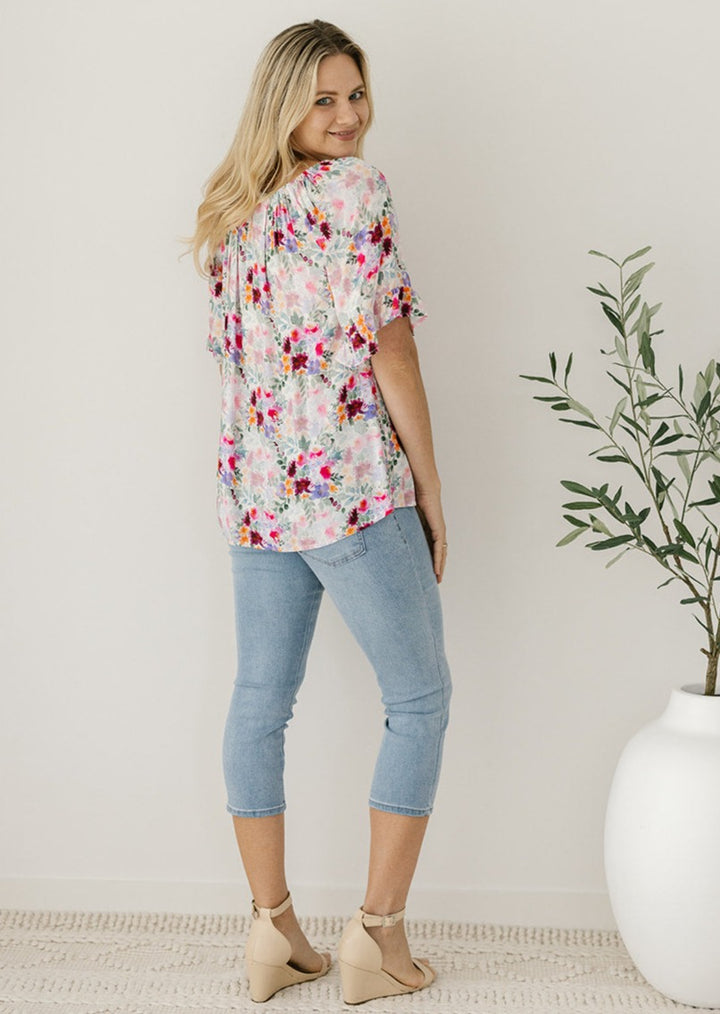 pastel floral womens top