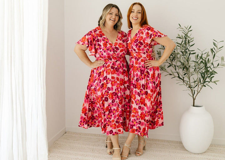 Pink and Red Floral Dress Australia