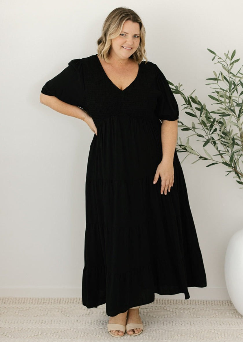 Plain Black Dress for Curvy Women