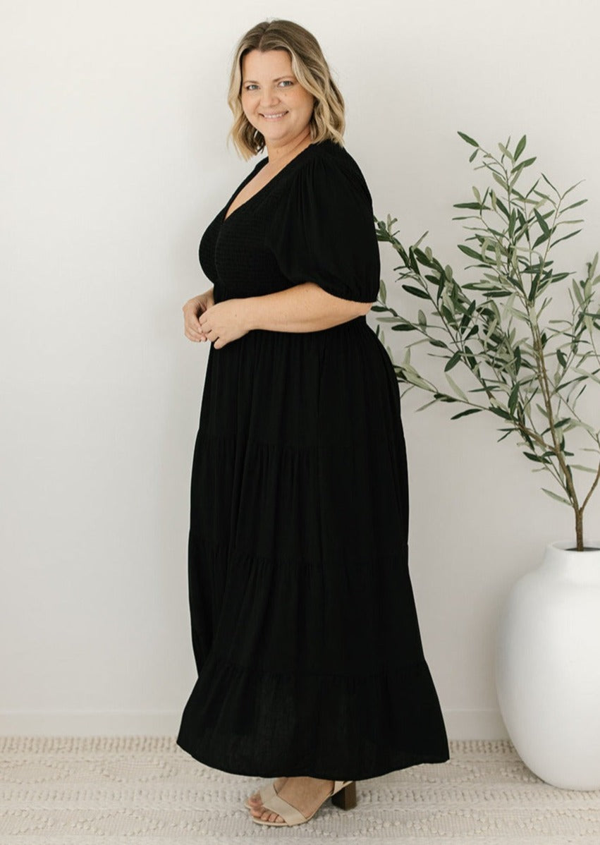 Plain Black Dress for Curvy Women over 40