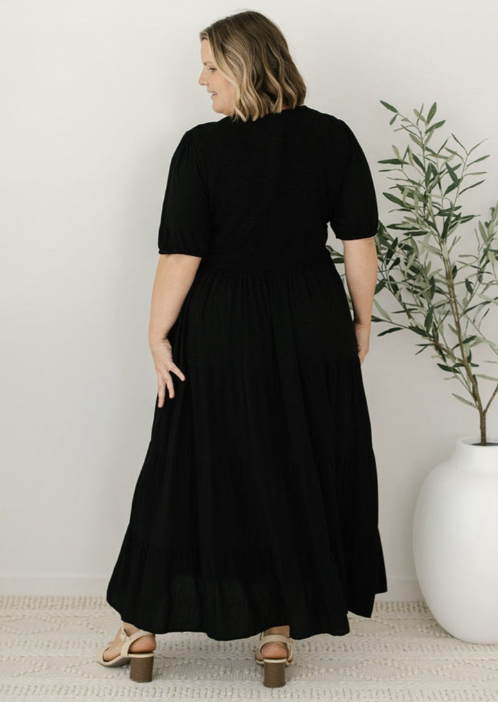 Stretchy Plain Black Dress