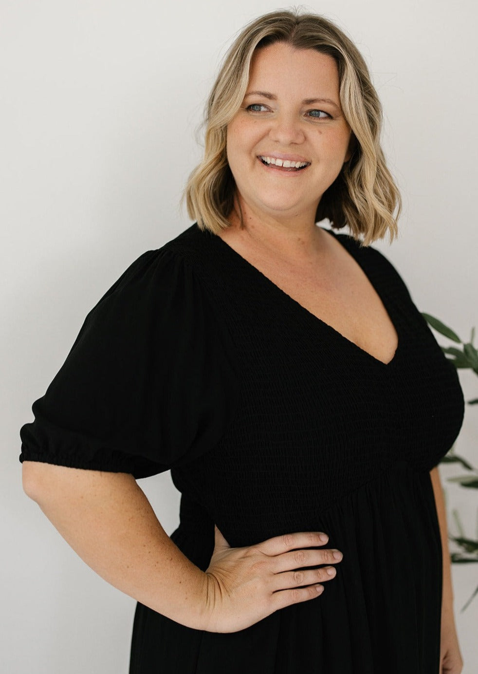 Stretchy Plain Black Dress