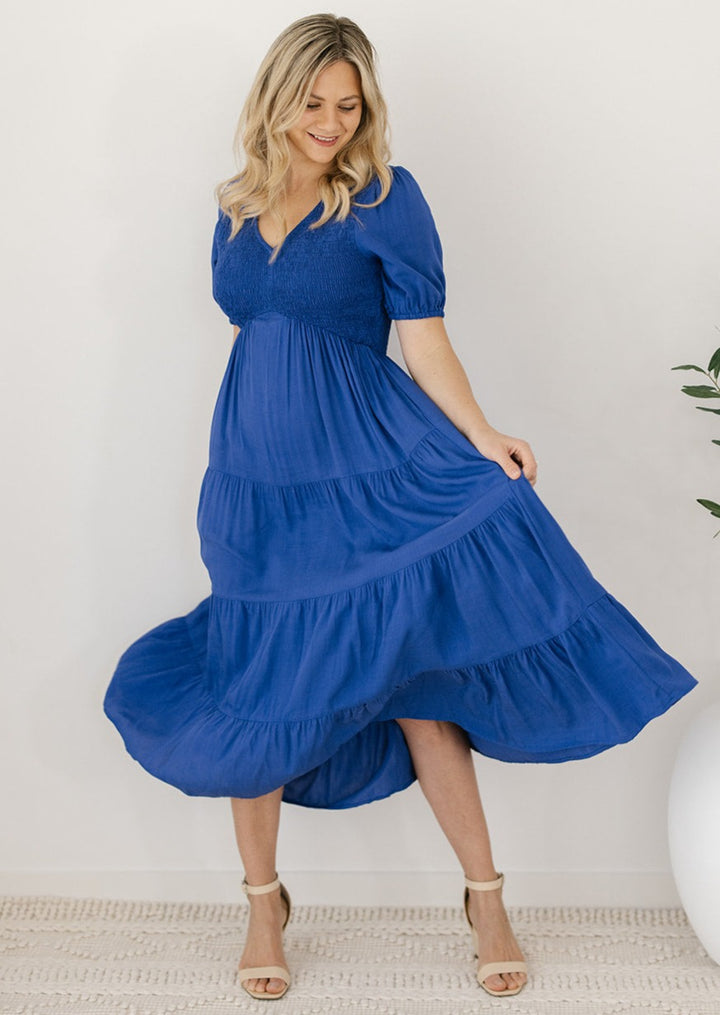 Colette Midi Dress in Blue