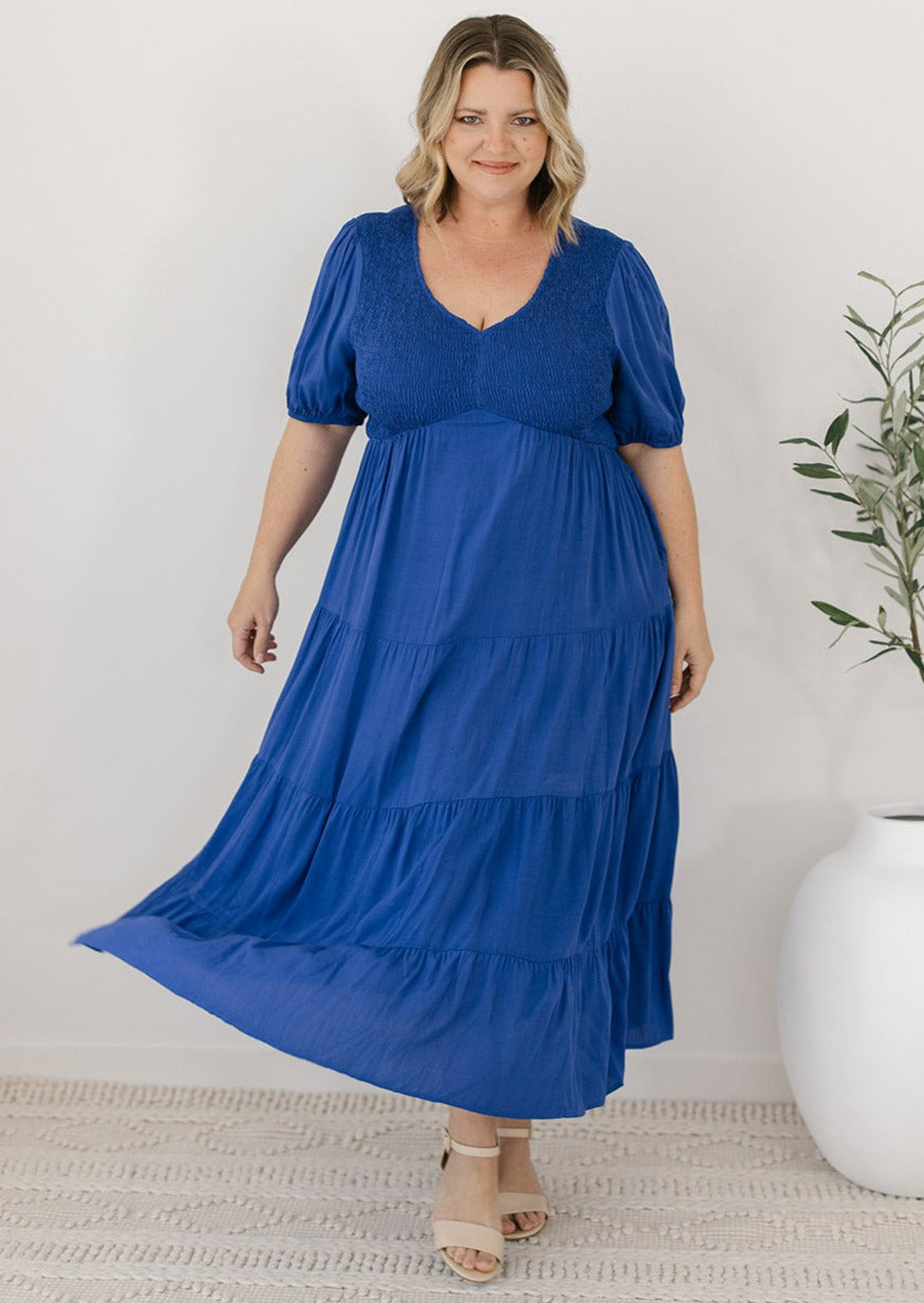 Colette Midi Dress in Blue