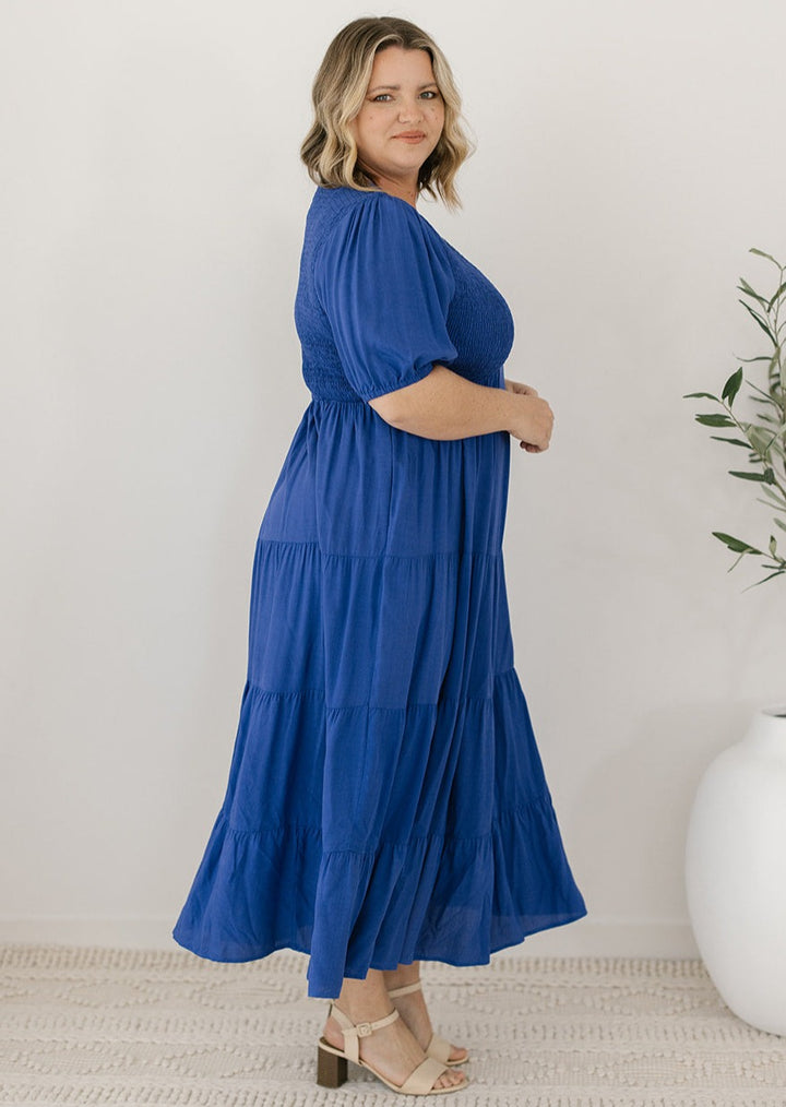 Colette Midi Dress in Blue