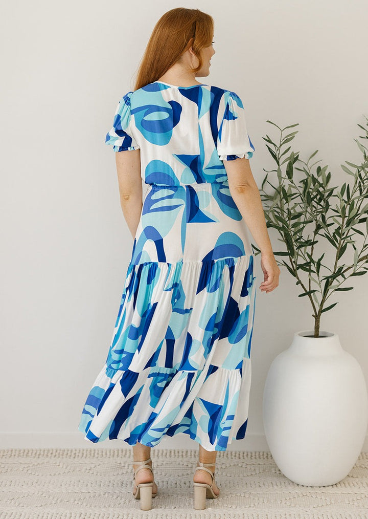 maxi blue and white dress ladies