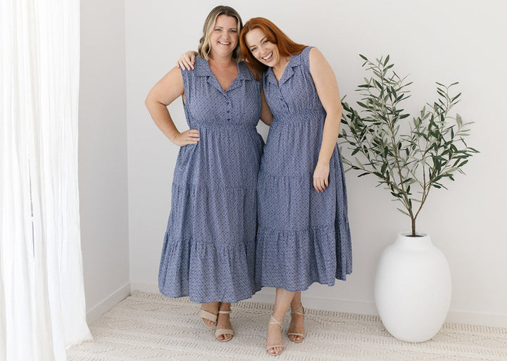 sleeveless midi dress with pockets